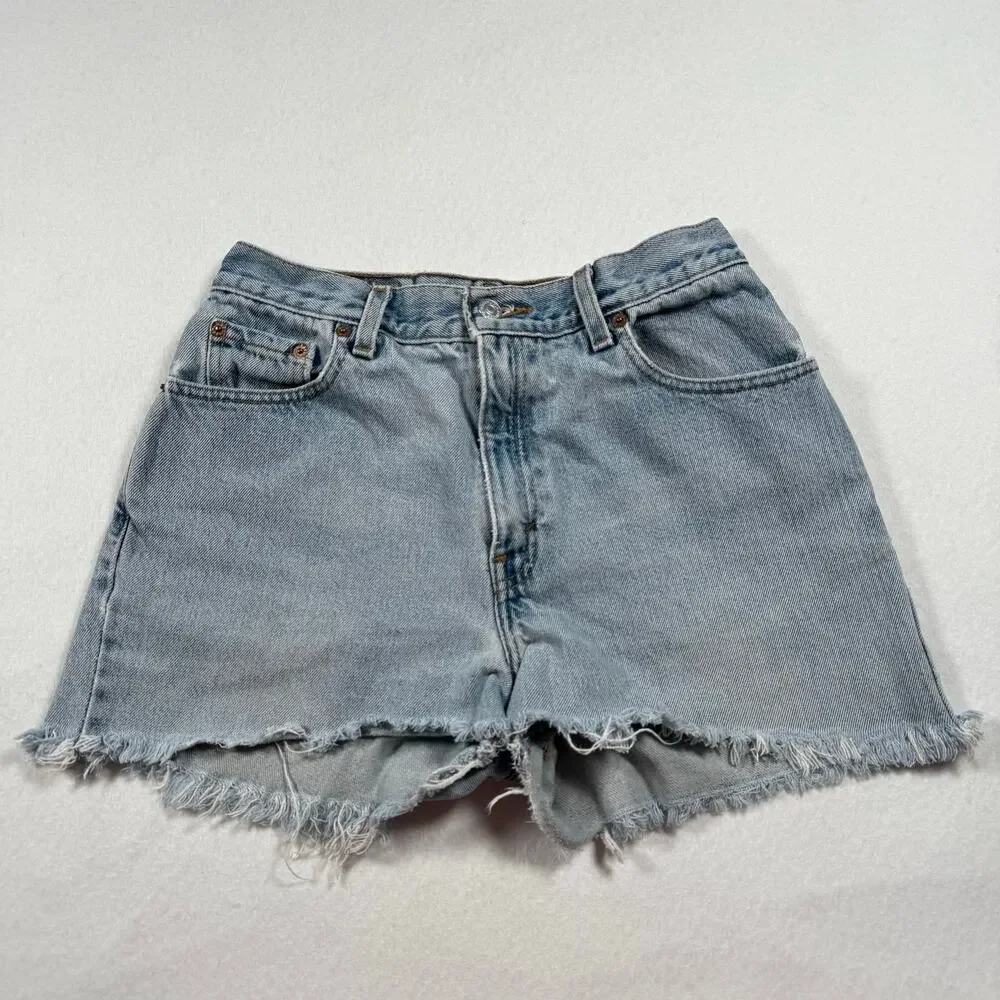 Vintage Levi's cut off denim shorts micro jean shorts distressed size 26 waist - Picture 4 of 12